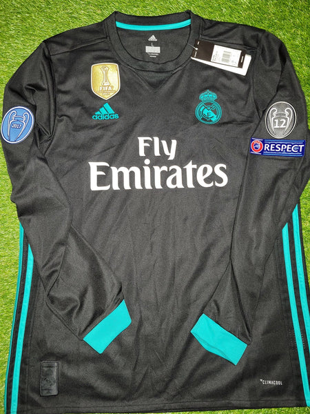 Cristiano Ronaldo Real Madrid 2017 2018 UEFA Long Sleeve Away Soccer Jersey Shirt BNWT L SKU# B31088 Adidas