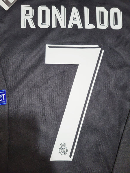 Cristiano Ronaldo Real Madrid 2017 2018 UEFA Long Sleeve Away Soccer Jersey Shirt BNWT L SKU# B31088 Adidas
