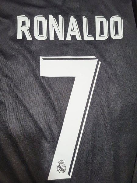 Cristiano Ronaldo Real Madrid 2017 2018 UEFA Long Sleeve Away Soccer Jersey Shirt M SKU# B31088 Adidas