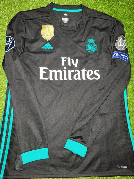 Cristiano Ronaldo Real Madrid 2017 2018 UEFA Long Sleeve Away Soccer Jersey Shirt M SKU# B31088 Adidas