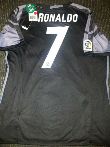 Cristiano Ronaldo Real Madrid Black Jersey 2016 2017 Shirt Camiseta BNWT XL - foreversoccerjerseys