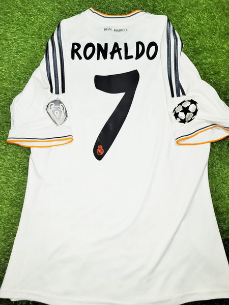 Cristiano Ronaldo Real Madrid UEFA FINAL 2013 2014 Home Soccer Jersey Shirt L SKU# G81157 Adidas