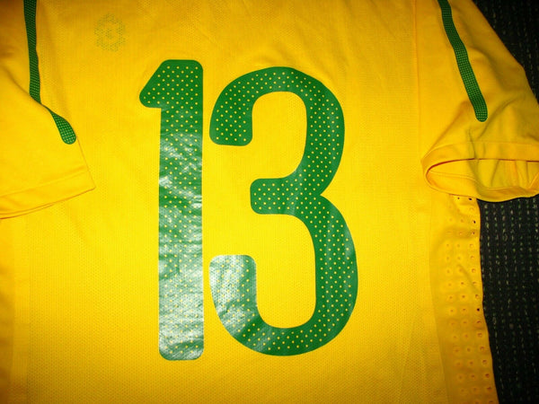 Dani Alves Brazil MATCH WORN FRIENDLY 2010 Jersey Shirt Camiseta L - foreversoccerjerseys