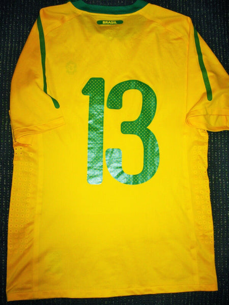 Dani Alves Brazil MATCH WORN FRIENDLY 2010 Jersey Shirt Camiseta L - foreversoccerjerseys