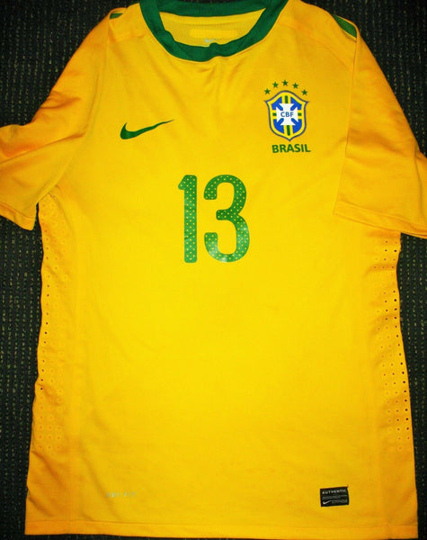 Dani Alves Brazil MATCH WORN FRIENDLY 2010 Jersey Shirt Camiseta L - foreversoccerjerseys