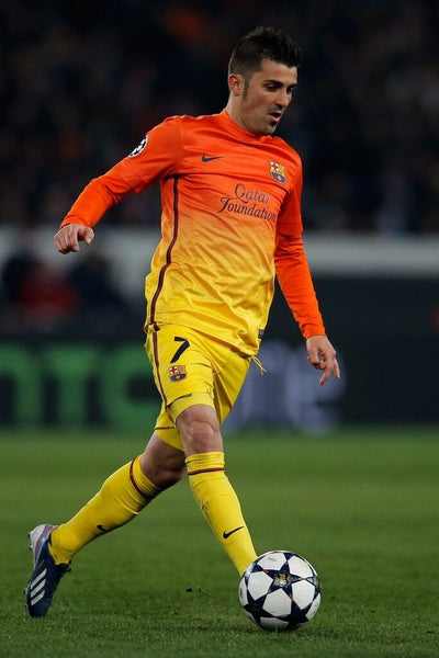 David Villa Barcelona Match Worn Yellow 2012 2013 Jersey Camiseta Shirt M - foreversoccerjerseys