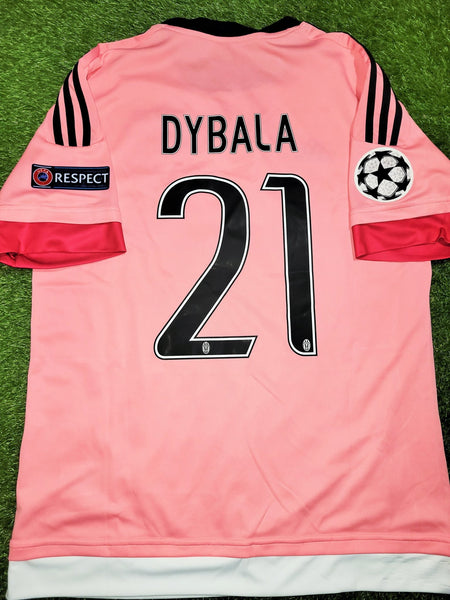 Dybala Juventus 2015 2016 Away Pink Drake UEFA Soccer Jersey Shirt L SKU# S12846 Adidas