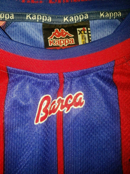 Figo Kappa Barcelona MATCH WORN 1997 1998 Jersey Shirt Camiseta XL - foreversoccerjerseys