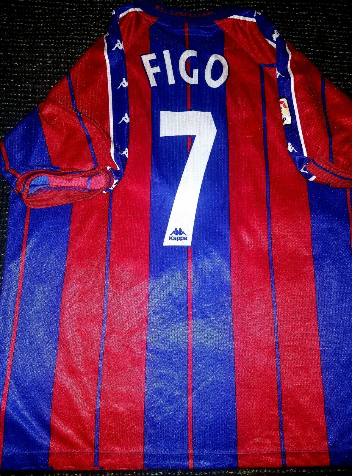 Figo Kappa Barcelona MATCH WORN 1997 1998 Jersey Shirt Camiseta XL - foreversoccerjerseys
