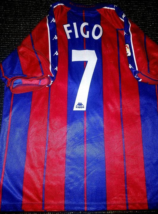Figo Kappa Barcelona MATCH WORN 1997 1998 Jersey Shirt Camiseta XL - foreversoccerjerseys