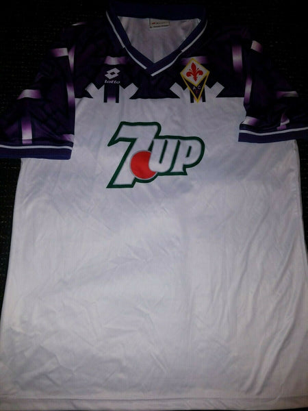 Fiorentina BANNED SWASTIKA Lotto 1992 1993 7up Jersey Maglia L - foreversoccerjerseys