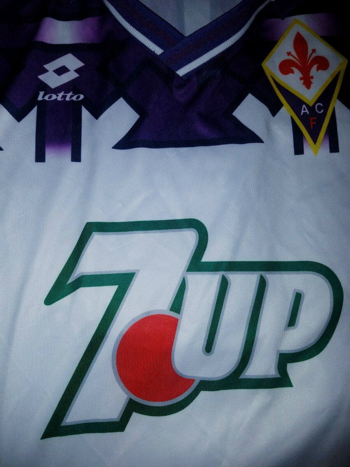 Fiorentina BANNED SWASTIKA Lotto 1992 1993 7up Jersey Maglia L - foreversoccerjerseys