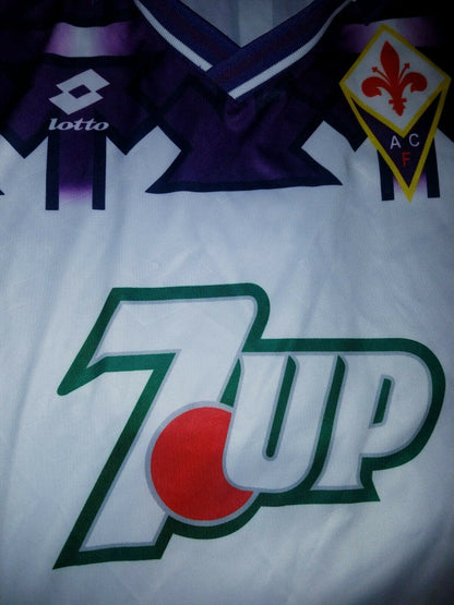 Fiorentina BANNED SWASTIKA Lotto 1992 1993 7up Jersey Maglia L - foreversoccerjerseys