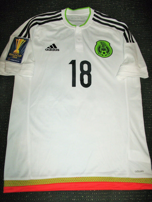 Guardado Mexico 2015 GOLD CUP MATCH WORN White Jersey Camiseta Shirt Trikot - foreversoccerjerseys