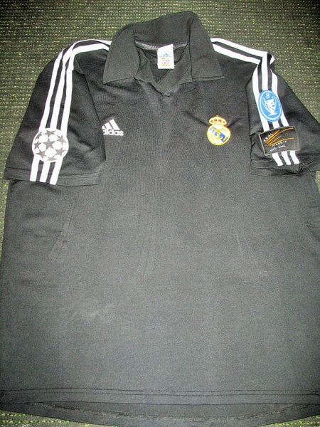 Hierro Real Madrid 2001 2002 Black UEFA Jersey Shirt Camiseta Maglia L - foreversoccerjerseys