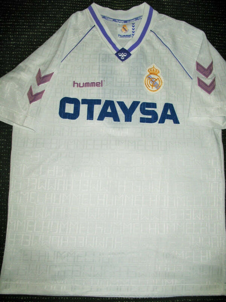 Hugo Sanchez Real Madrid Hummel 1990 1991 1992 Jersey Camiseta Shirt XL - foreversoccerjerseys