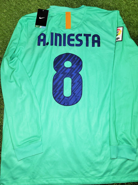 Iniesta Barcelona 2010 2011 Green Away Long Sleeve Jersey Shirt Camiseta BNWT XL SKU# 382359-310 Nike
