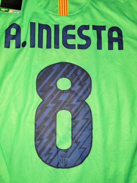 Iniesta Barcelona 2010 2011 Green Away Long Sleeve Jersey Shirt Camiseta BNWT XL SKU# 382359-310 Nike