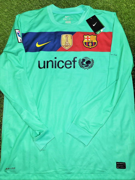 Iniesta Barcelona 2010 2011 Green Away Long Sleeve Jersey Shirt Camiseta BNWT XL SKU# 382359-310 Nike