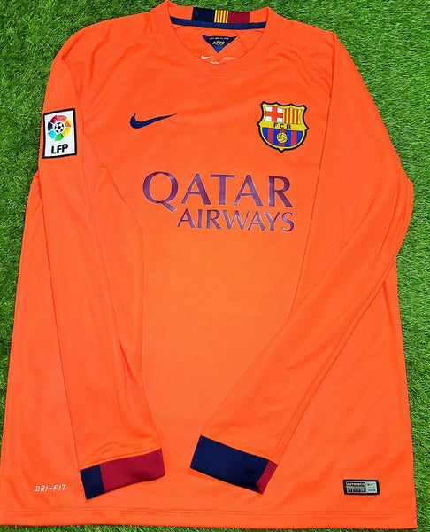 Iniesta Barcelona 2014 2015 TREBLE SEASON Away Jersey Shirt Camiseta L SKU# 618738-672 foreversoccerjerseys