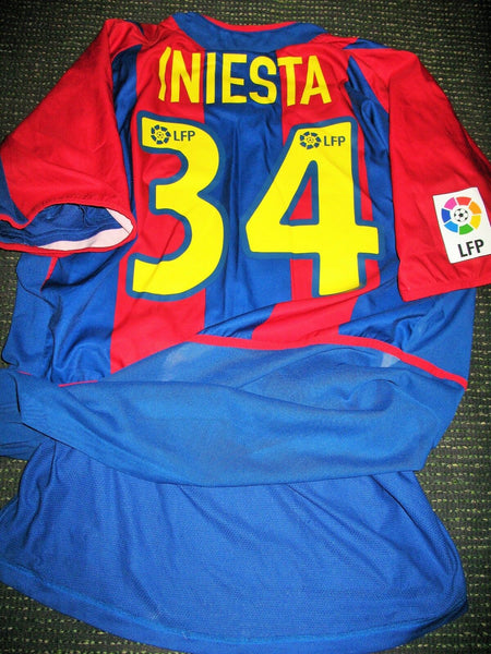 Iniesta Barcelona PLAYER ISSUE DEBUT 2002 2003 Jersey Shirt Camiseta XL - foreversoccerjerseys