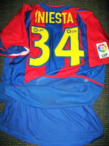 Iniesta Barcelona PLAYER ISSUE DEBUT 2002 2003 Jersey Shirt Camiseta XL - foreversoccerjerseys