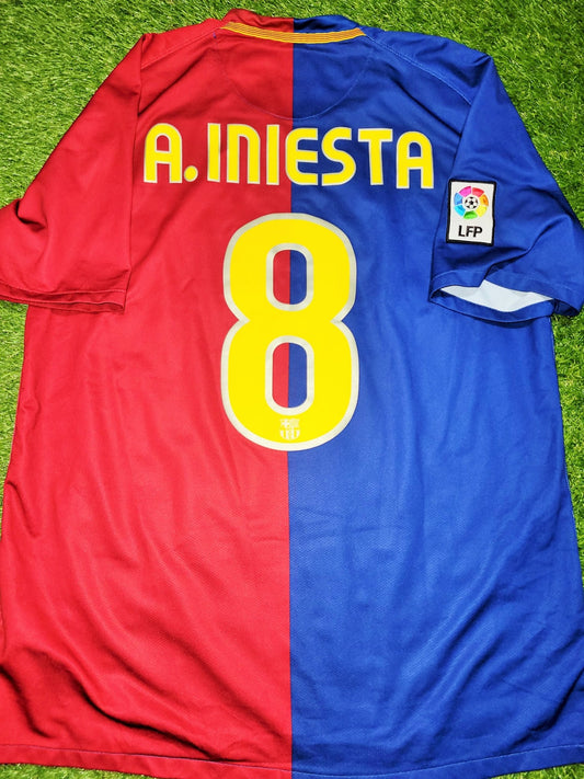 Iniesta Barcelona TREBLE SEASON 2008 2009 Home Soccer Jersey Shirt L SKU# 286784-655 Nike