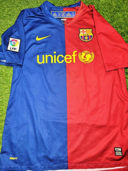 Iniesta Barcelona TREBLE SEASON 2008 2009 Home Soccer Jersey Shirt L SKU# 286784-655 Nike