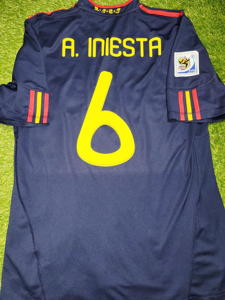 Iniesta Spain 2010 WORLD CUP FINAL Soccer Away Jersey Shirt L SKU# P47896 AZB001 Adidas