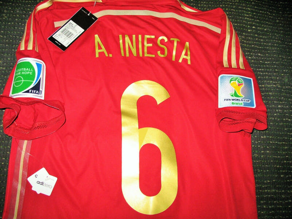 Iniesta Spain 2014 WORLD CUP Adizero Player Issue Jersey Shirt BNWT M - foreversoccerjerseys