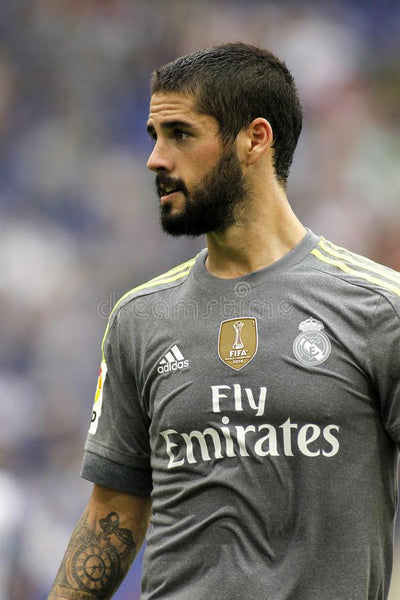 Isco Real Madrid 2015 2016 MATCH ISSUED Adizero Gray Long Sleeve Jersey Camiseta Shirt M 6 - foreversoccerjerseys