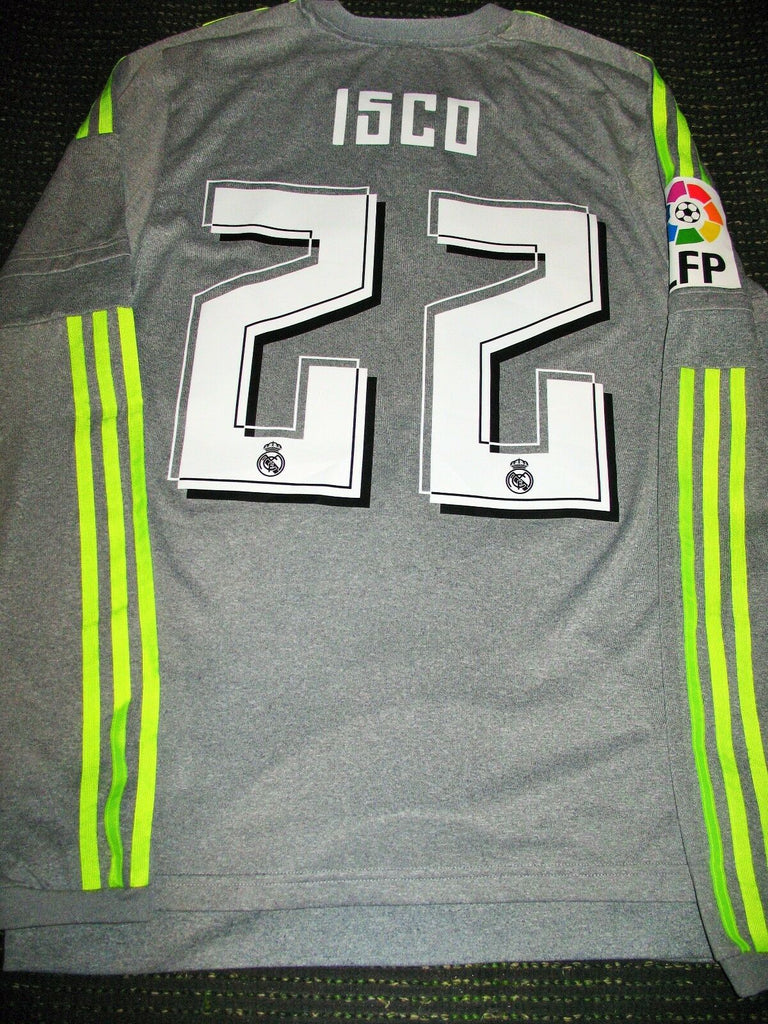 Isco Real Madrid 2015 2016 MATCH ISSUED Adizero Gray Long Sleeve Jersey Camiseta Shirt M 6 - foreversoccerjerseys