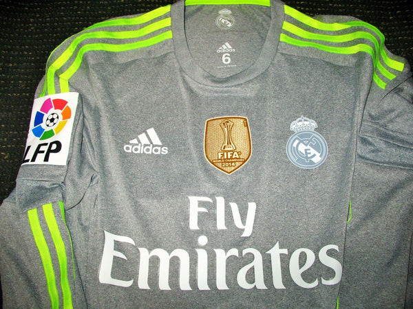 Isco Real Madrid 2015 2016 MATCH ISSUED Adizero Gray Long Sleeve Jersey Camiseta Shirt M 6 - foreversoccerjerseys