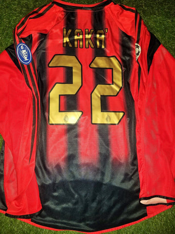 Kaka AC Milan 2004 2005 UEFA Long Sleeve Home Jersey Shirt Maglia L SKU# 302712 AHJ001 foreversoccerjerseys