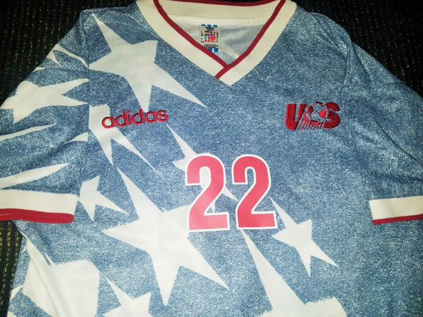 Lalas USA 1994 WC Jersey US Blue Denim Shirt Trikot Maglia XL - foreversoccerjerseys