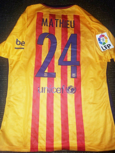 Mathieu Barcelona Match Worn 2015 2016 Jersey Shirt Maillot XL - foreversoccerjerseys