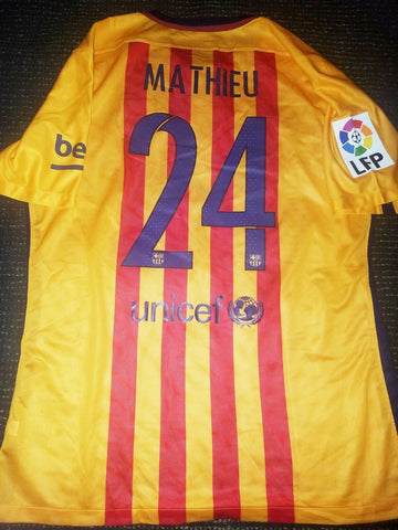 Mathieu Barcelona Match Worn 2015 2016 Jersey Shirt Maillot XL - foreversoccerjerseys