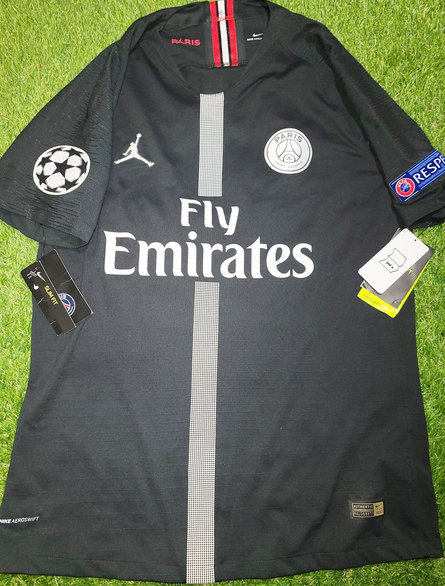 Mbappe Psg Paris Saint Germain 2018 2019 JORDAN VAPORKNIT PLAYER ISSUE Black Away Jersey BNWT M SKU# 918923-012 foreversoccerjerseys