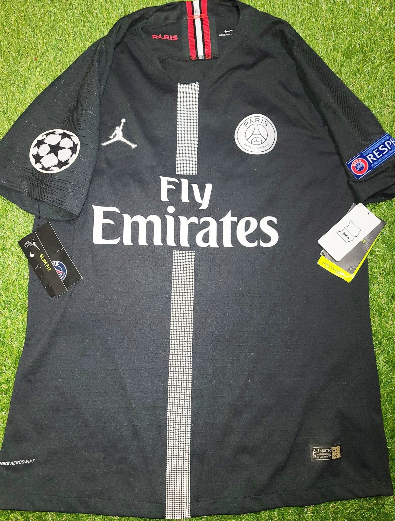 Mbappe Psg Paris Saint Germain 2018 2019 JORDAN VAPORKNIT PLAYER ISSUE Black Away Jersey BNWT M SKU# 918923-012 foreversoccerjerseys