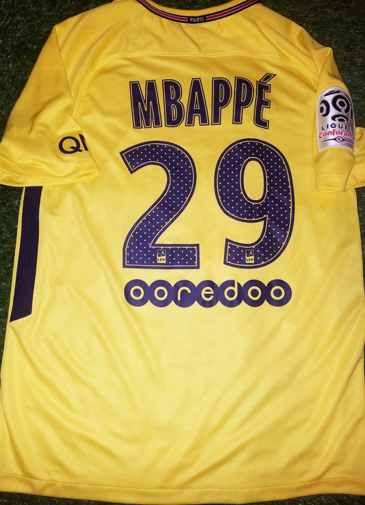 Mbappe PSG Paris Saint Germain DEBUT 2017 2018 Yellow Jersey M SKU# 847268-720 foreversoccerjerseys