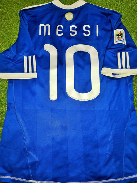 Messi Argentina 2010 WORLD CUP Away Jersey Shirt Camiseta L SKU# P47053 AZB001 foreversoccerjerseys