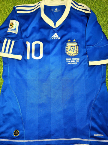 Messi Argentina 2010 WORLD CUP Away Jersey Shirt Camiseta L SKU# P47053 AZB001 foreversoccerjerseys