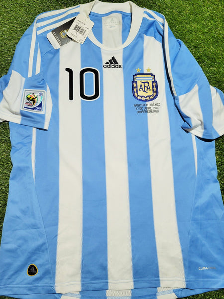 Messi Argentina 2010 WORLD CUP Home Soccer Jersey Shirt BNWT L SKU# P47066 AZB001 Adidas