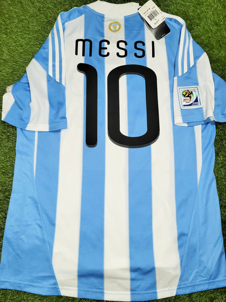 Messi Argentina 2010 WORLD CUP Home Soccer Jersey Shirt BNWT L SKU# P47066 AZB001 Adidas