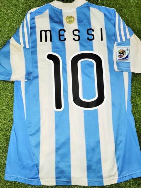 Messi Argentina 2010 WORLD CUP Home Soccer Jersey Shirt L SKU# P79919 Adidas