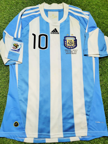 Messi Argentina 2010 WORLD CUP Home Soccer Jersey Shirt L SKU# P79919 Adidas