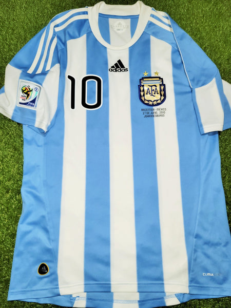 Messi Argentina 2010 WORLD CUP Home Soccer Jersey Shirt M SKU# P79919 Adidas