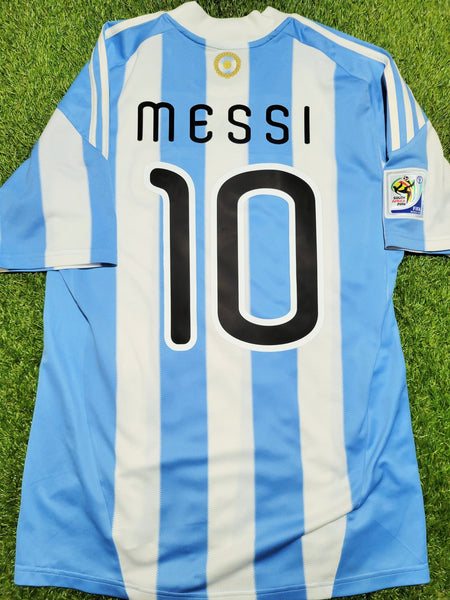 Messi Argentina 2010 WORLD CUP Home Soccer Jersey Shirt M SKU# P79919 Adidas