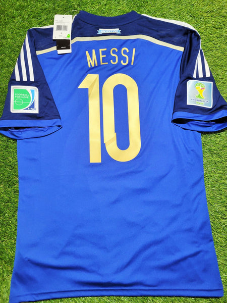 Messi Argentina 2014 WORLD CUP FINAL Away Jersey Shirt Camiseta BNWT L SKU# G75187 Adidas