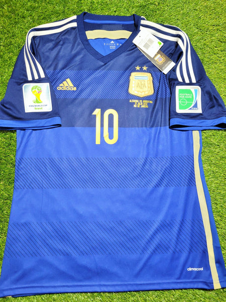Messi Argentina 2014 WORLD CUP FINAL Away Jersey Shirt Camiseta BNWT L SKU# G75187 Adidas